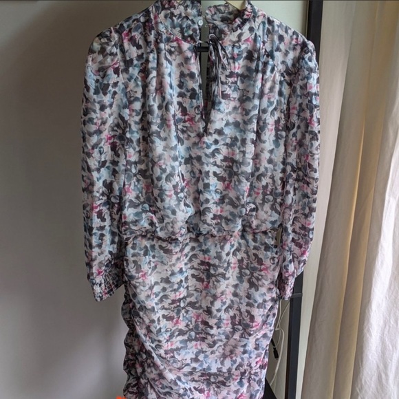 Reiss NWT Watercolor Dakota Dress Size 6 White, Pink, Black - Picture 3 of 7